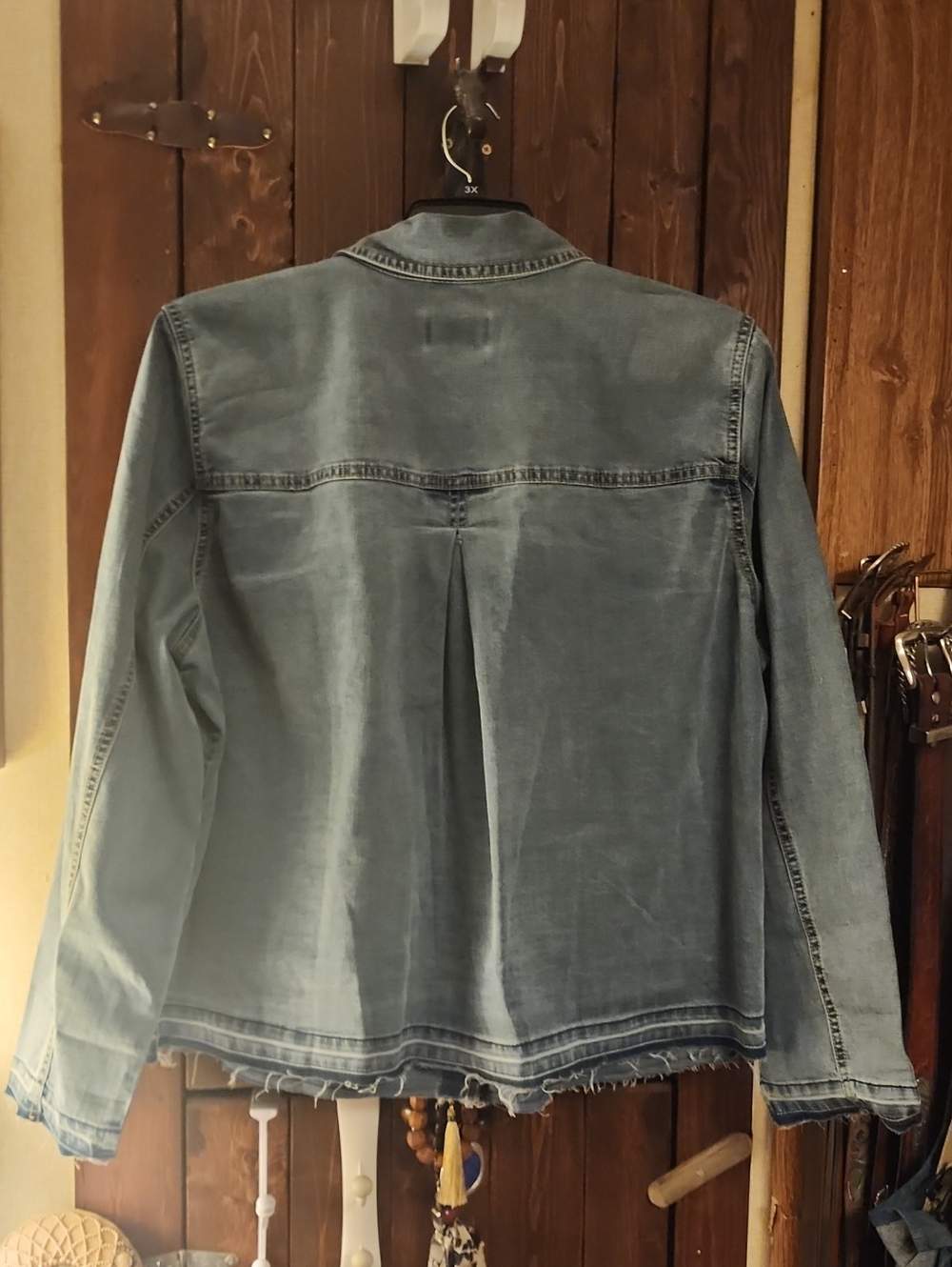 LOGO by Lori Goldstein Washed Blue Denim Jacket with Patch Pockets - Picture 4 of 4